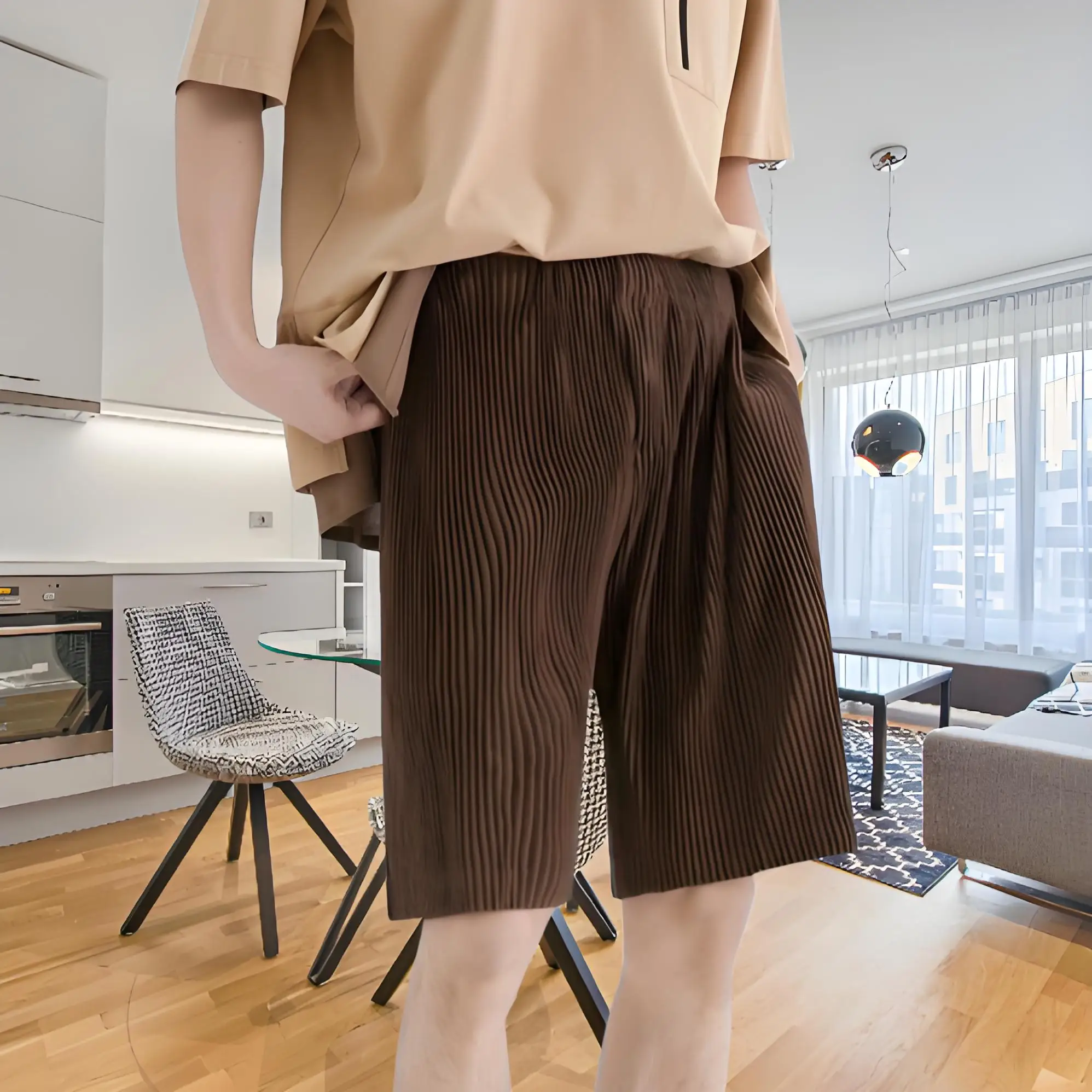 

Miyake Summer Men's Shorts 2025 New Pleated Drape Casual Pleated Fashion Five-point Pants Loose Pleats Casual Versatile Youth