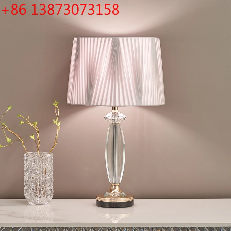 

Light Luxury High-End Crystal Table Lamp Bedroom Bedside Light Modern Minimalist Living Room Decoration Fabric Floor Lamp LED