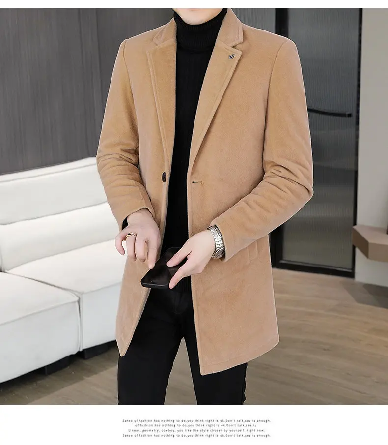Hochwertige Herren-Wollmäntel 2026 Winter Business Casual Baumwoll-Verstärkte Mittellange Überzieher Warme Winddichte Jacken – Detail 13