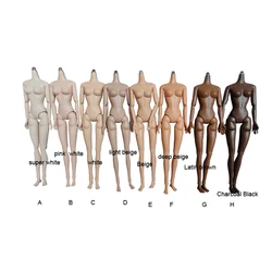 New 1/6 Doll Super Model 22 Joints Movable Doll Fr Replacement Naked Body Female Body for White Beige Brown Black Doll Head