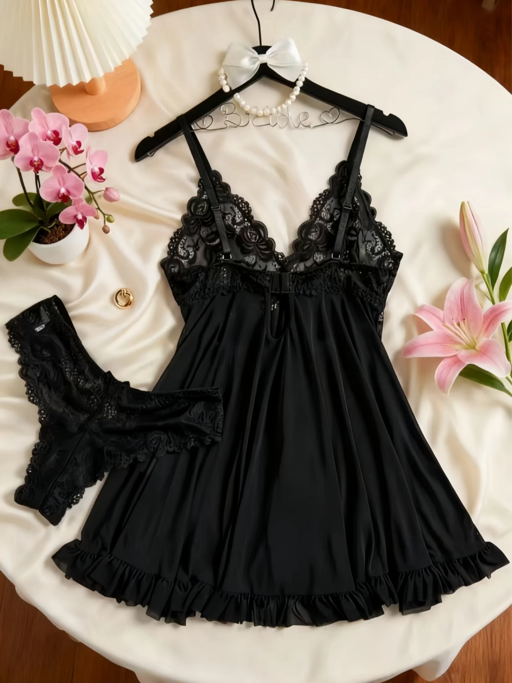 Sexy Women's Lace V Neck Chemise Nightgown Lingerie Sleepwear Nighties Dress Comfortable Underwear
