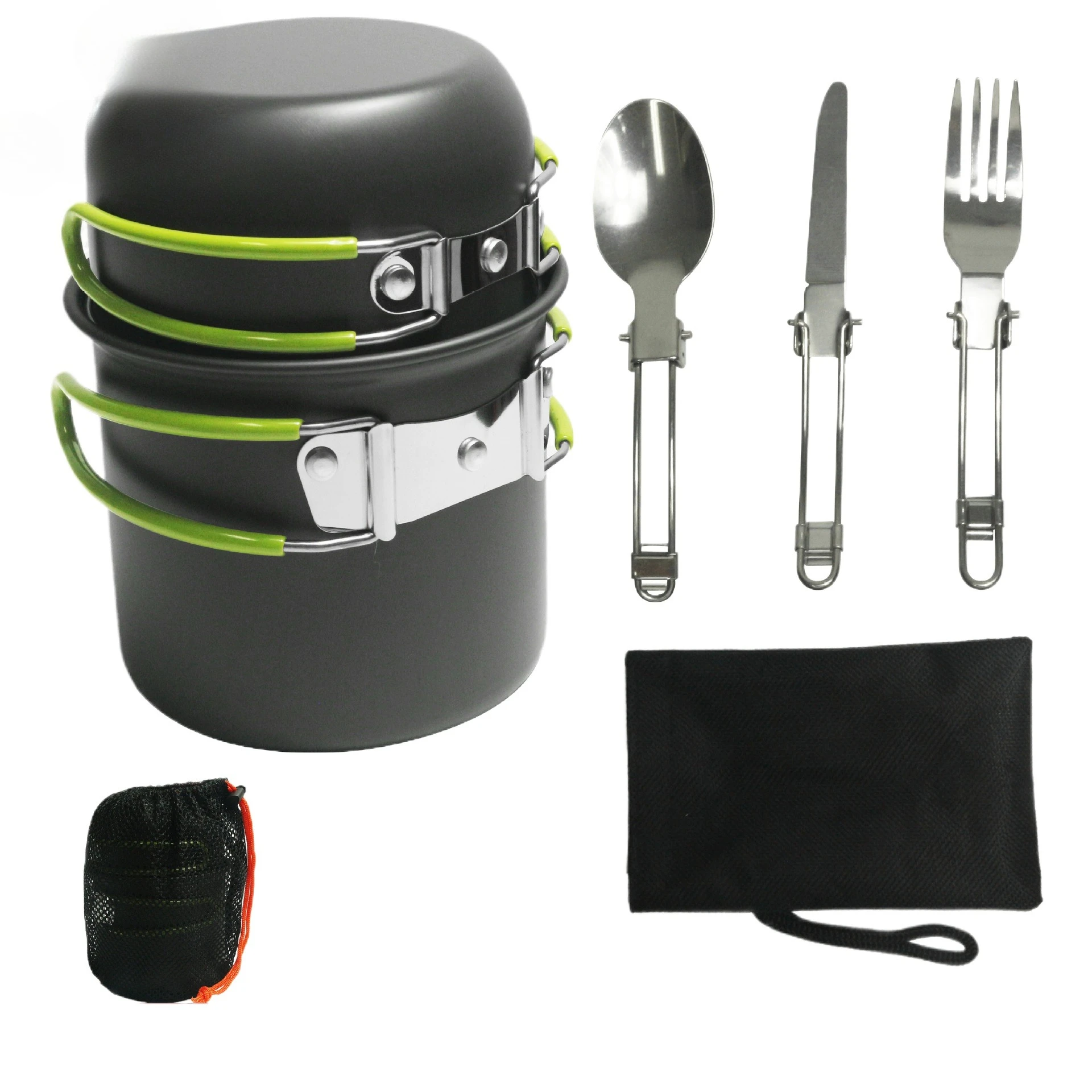 Outdoor Set Of Pots And Pans For 1-2 People, Portable Camping Cookware With Tableware, Camping Set