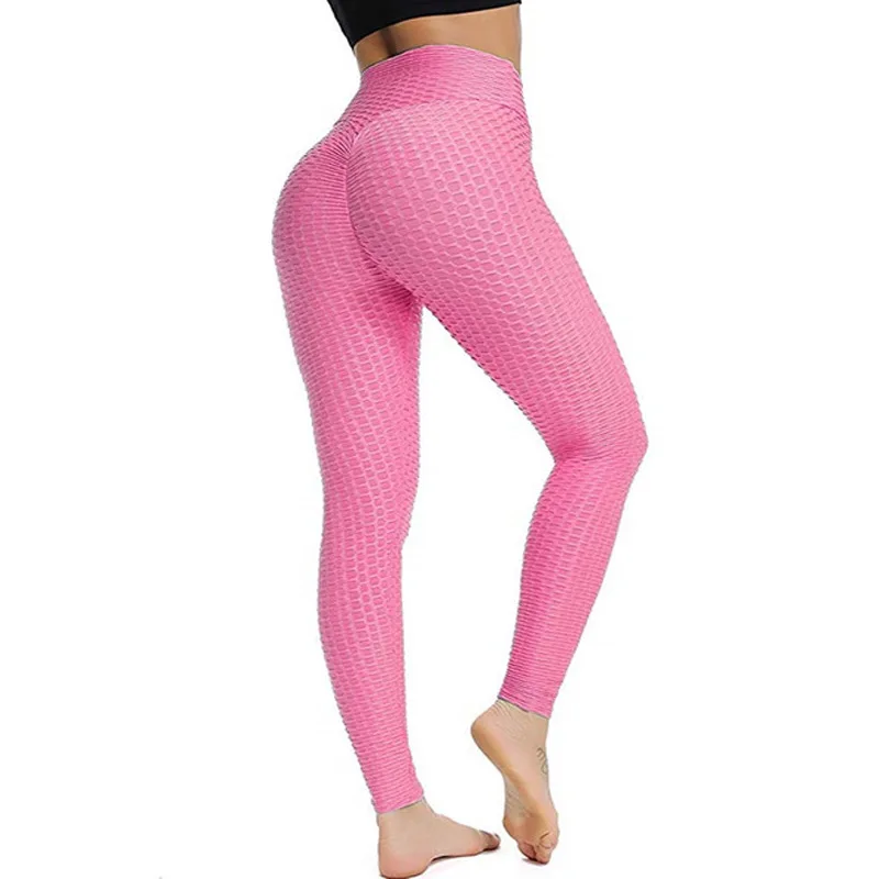 Calças de ioga com bolhas jacquard para mulheres, cintura alta, levantamento de quadril, cuecas, roupas esportivas e fitness para ioga femininas