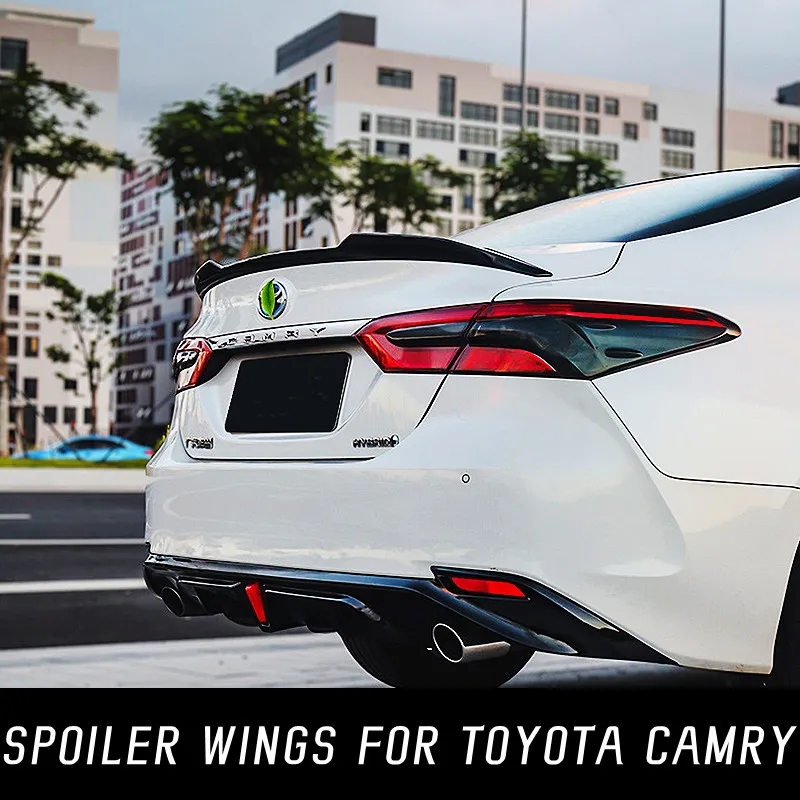 

For Toyota Camry 2018-2022 Car Rear Trunk Lid Lip Bodykit Spoiler Wings Black Carbon Blade Style Tuning Exterior Accessorie Part