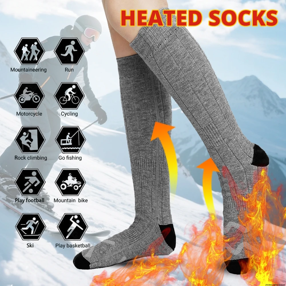 

Носки с электрическим подогревом на батарейках, мужские и женские перезаряжаемые термоноски для занятий спортом на открытом воздухе, зимние теплые носки с подогревом