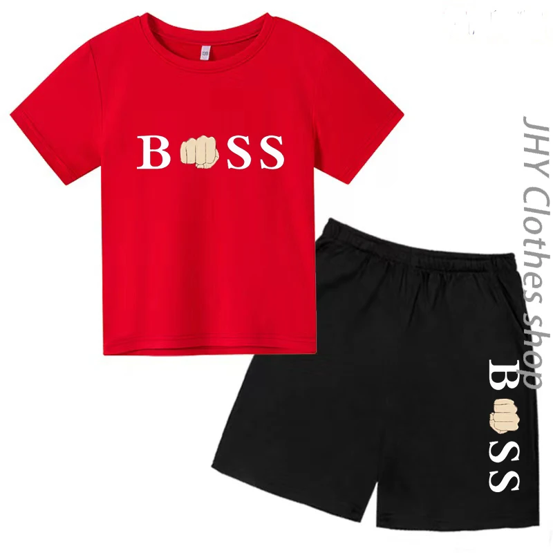 Sommer Kinder lässig kurz ärmel ige Rundhals Baumwolle T-Shirt Shorts Set, brandneue Anime-Print für Jungen und Mädchen im Alter von 3-12