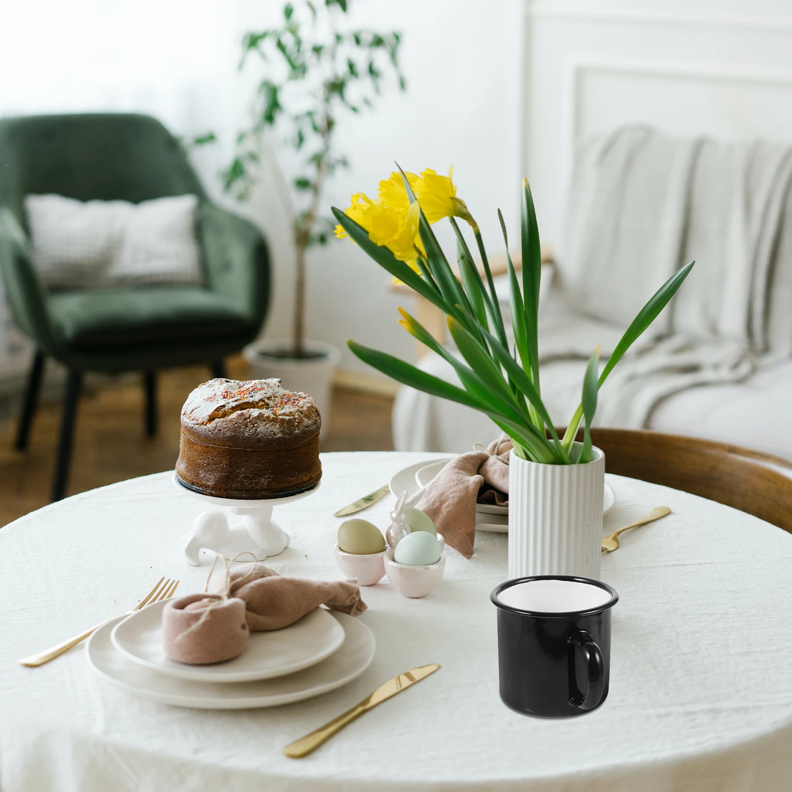 

2Pcs Comfortable Handle Enamel Mugs Practical for Hot Cold Beverages Home Office Coffee Shop Enamel Water Cup Drinking Cup