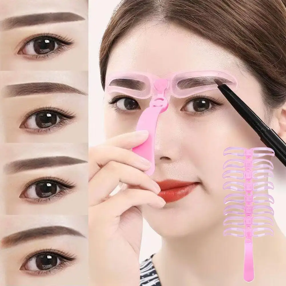 Reusable Eyebrow Stencils 8 In1 Eyebrow Shaping Template Helper Grooming Eyebrow Defining Shaper Card Kit Beauty Tools