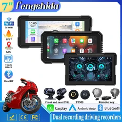 Motorcycle Universal Carplay IPX7 Waterproof Display Dual Bluetooth 1080P Wireless Android Car Monitor Driving Recorder G