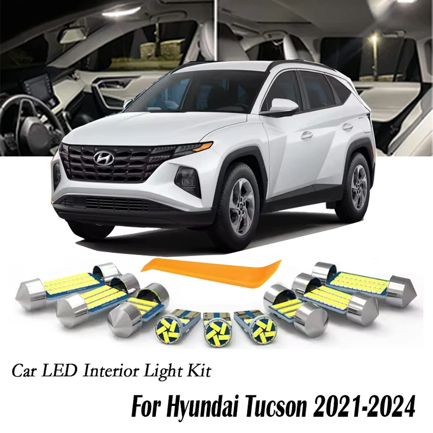 3/7/11Pcs Canbus LED Interior Light Bulb Kit For Hyundai Tucson NX4 2021 2022 2023 2024 ( Fit Original Is Halogen) Indoor Lamp