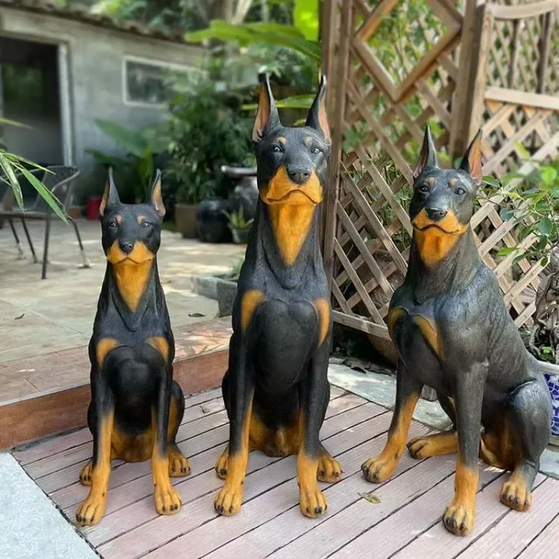 Doberman Sculptures & Figurine Home Decoration Decorate Statues and Statues Pet Dog Model Figurines for Interior Resin Decor