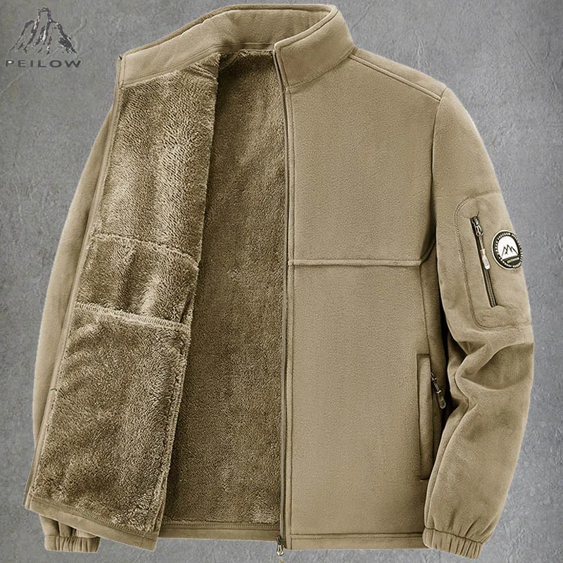 New Thicken Polar Fleece Coats autumn winter fleece-lined Jackets warm fashion top versatile outdoor Sports Parkas Men Clothing