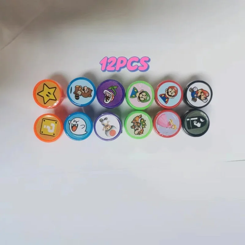 12 قطعة/الوحدة سوبر ماريو الكرتون ختم أنيمي الشكل لطيف لويجي العربة نمط Kawaii أدوات الطلاء DIY بها بنفسك لعب هدايا عيد ميلاد الاطفال