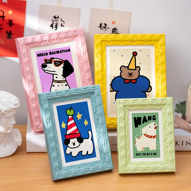 Colorful Photo Frame 5Inch-A4 Home Kids Bedroom DIY Decor Frames, Stylish Artwork Display Pink/Blue/Yellow Picture Frame Gifts