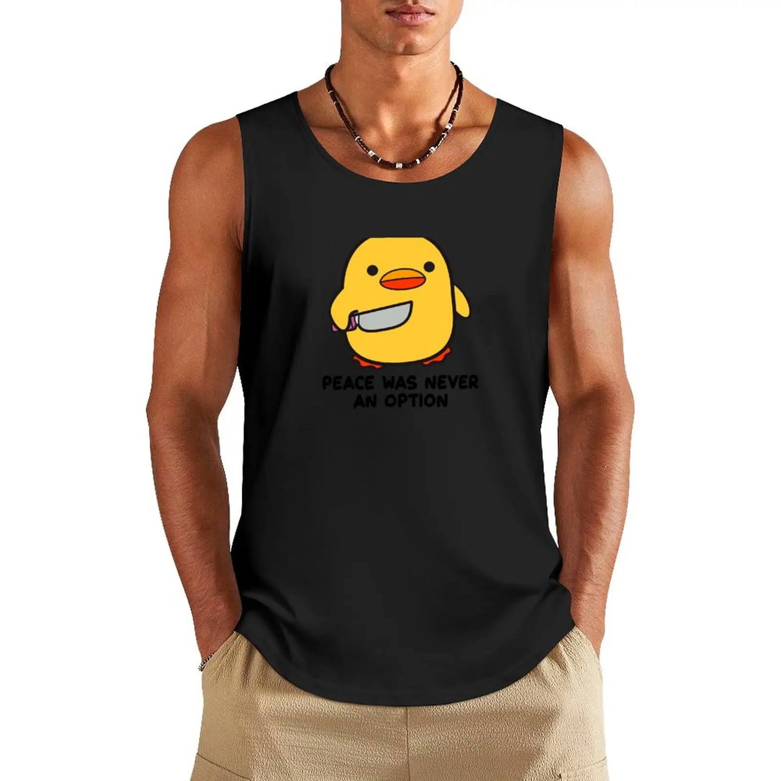 Duck with a Knife - Peace Was Never an Option Tank Top t-shirts for Men's gym Men's clothing Sports shirt man