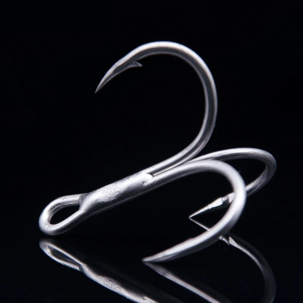 20pcs/lot Thick Treble Hook Strong Pull 1# 2# 4# 6# 8# 10# 12# High Carbon Steel Round Folded Triple Fishing Hooks Owner