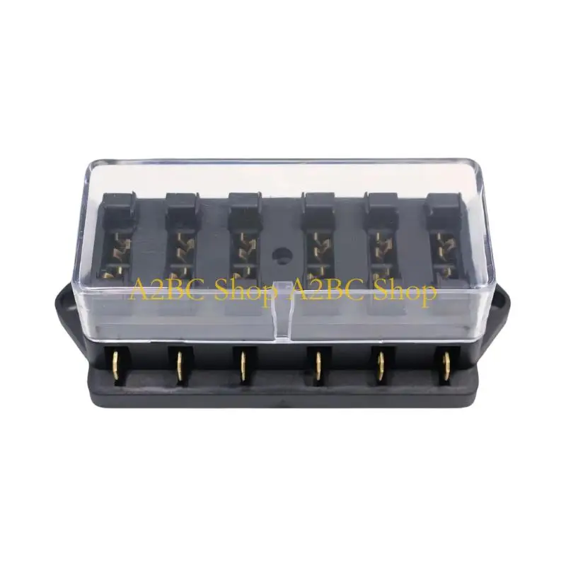 A2BC Vehicle Wiring Blade Terminal Box, Clear Dust Cover, ABS Base for 12V 24V Wiring Replacement Service and Repair Use