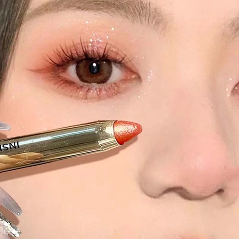 防水グリッターアイシャドウペン ダブルヘッドアンチオイルアイシャドウスティック ナチュラルスマッジプルーフアイシャドウハイライトスティック