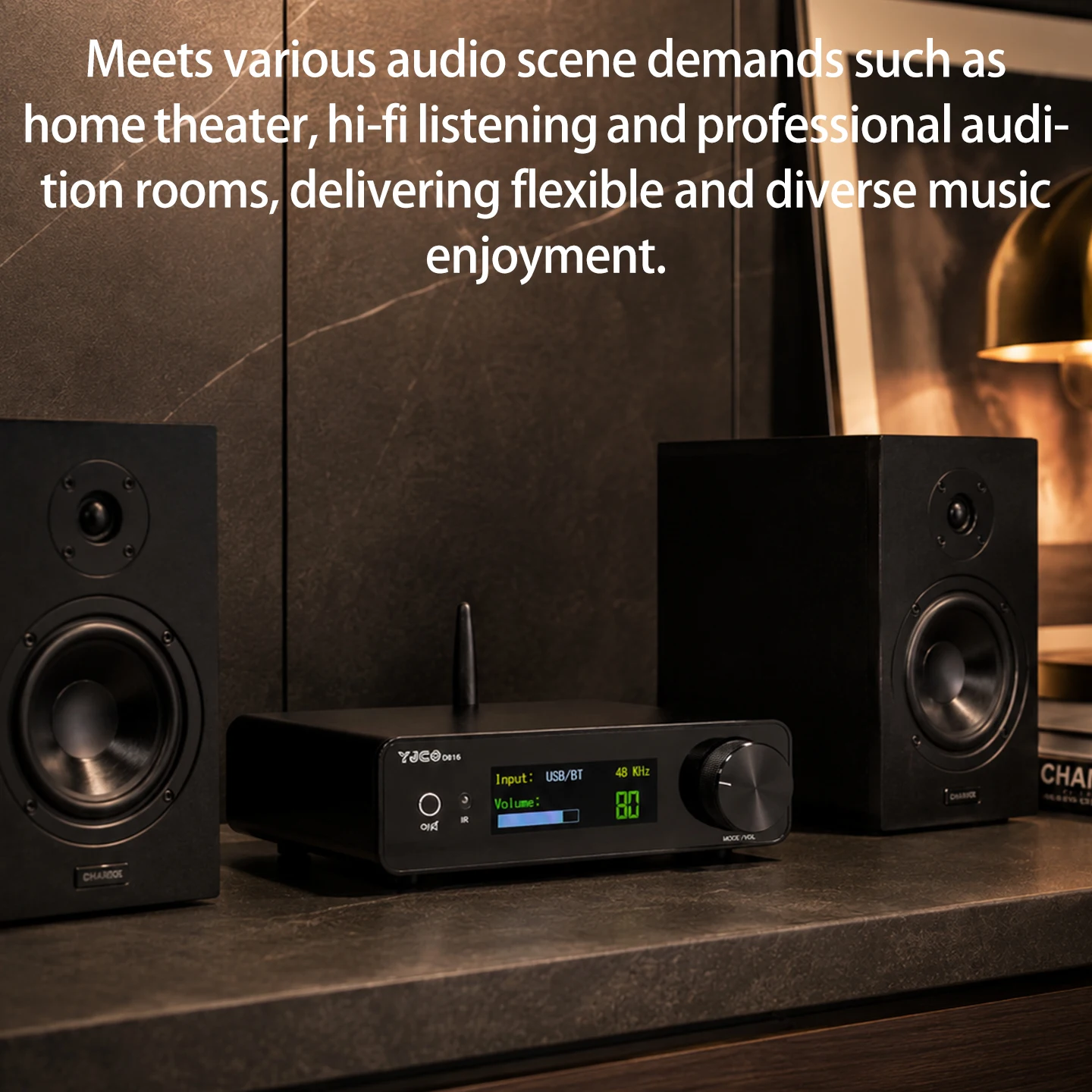 Wzmacniacz mocy cyfrowy Hi-Fi YJCO D816 o wysokiej wierności, 300W*2, Bluetooth, bezstratny wzmacniacz audio domowy, układ ACM8816 z azotku galu. — zdjęcie produktu 6