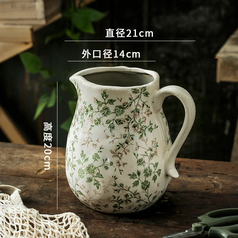 Vase kettle shape ceramic desktop ornament living room flower arrangement hydroponic utensils creative retro pastoral high sense