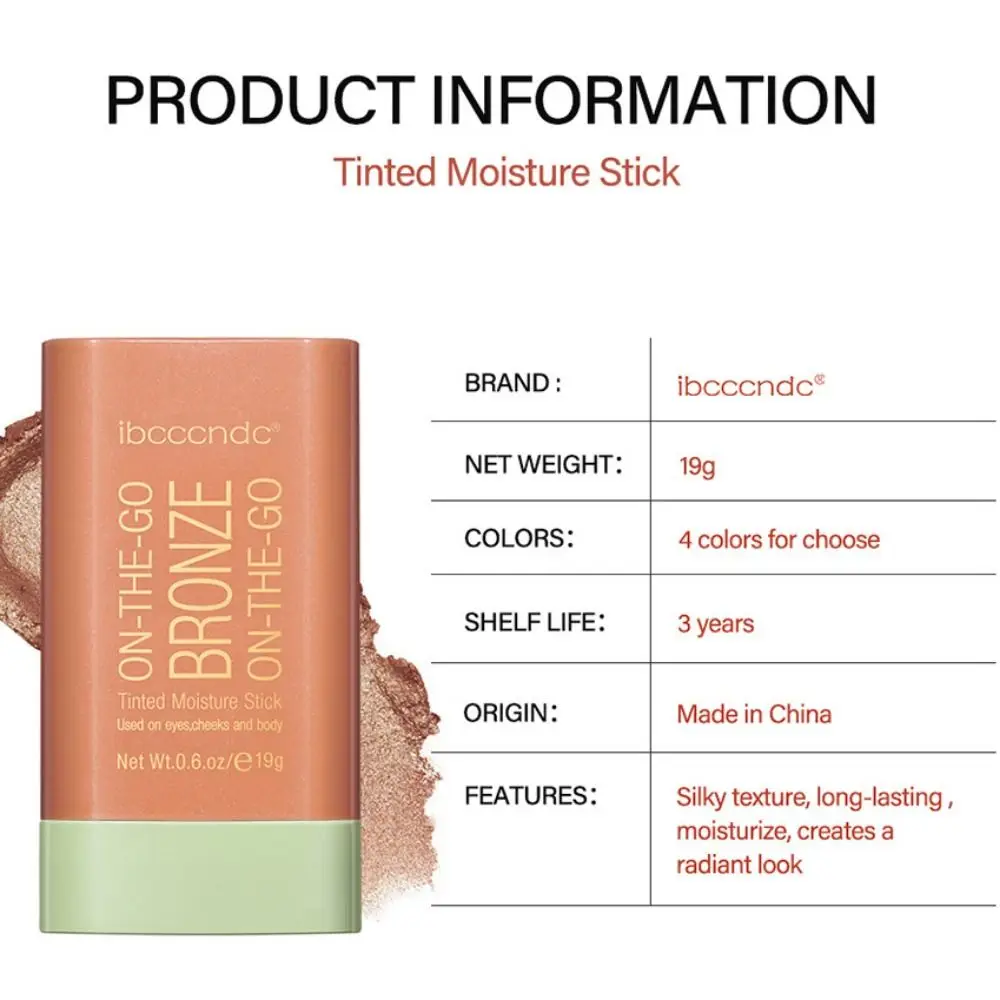 Bastone schiarente per il viso ad alta lucentezza Bronzer per il viso Fard Set di bastoncini per toelettatura Impermeabile Illumina Evidenzia polvere Cosmetici