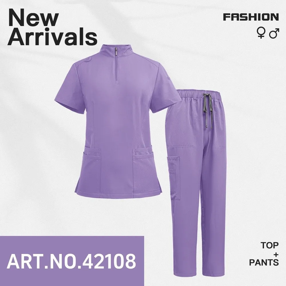 

Быстросохнущий унисекс скраб-костюм, футболка + брюки, клиническая форма, классическая мягкая рабочая одежда для медсестры и врача, стоматологическая одежда