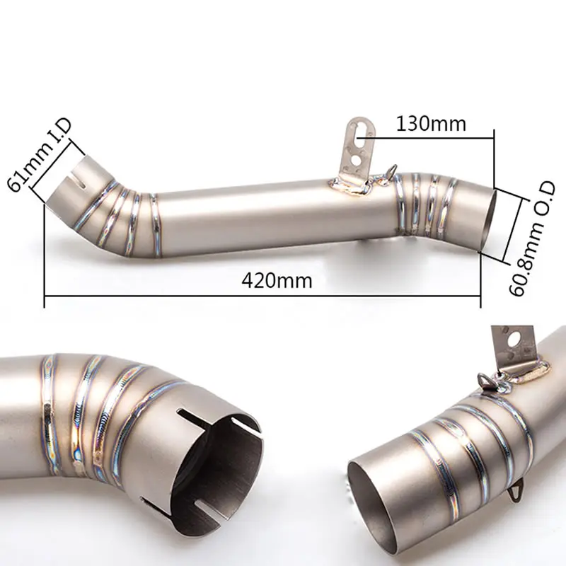 60MM For Aprilia RSV4 2015 Motorcycle Exhaust Mid Link Pipe Escape Slip On Moto Modified Titanium alloy