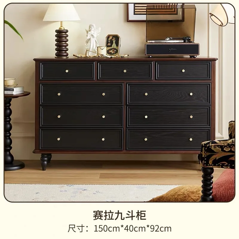 

American retro solid wood nine-chest cabinet, bedroom storage locker, French medieval entrance, living room entry locker