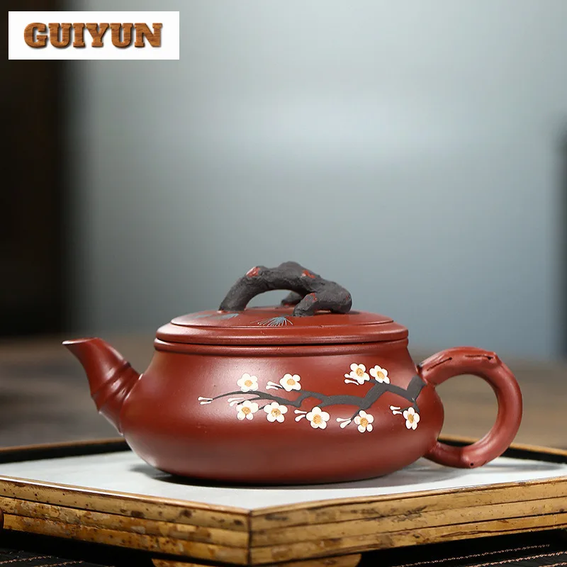 

300ml Vintage Yixing Purple Clay Teapots Master Handmade Pine Plum Pot Raw Ore Dahongpao Mud Kettle Zisha Tea Set Tableware Gift