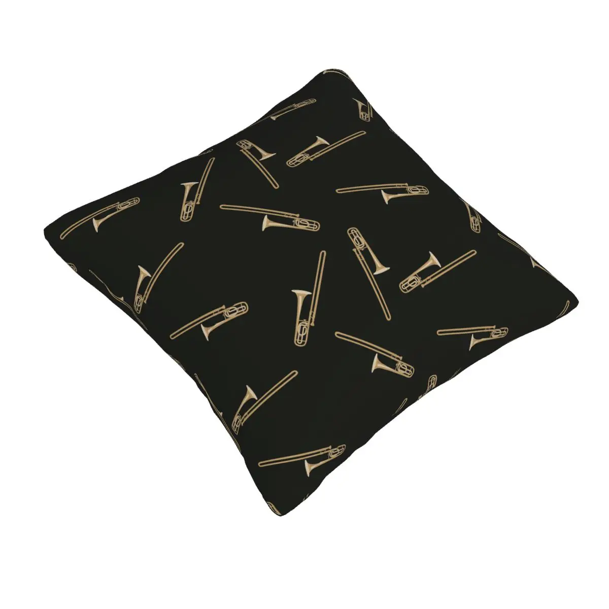 Trombone On Black Square Pillowcase Pillow Cover Cushion Decor Comfort Throw Pillow for Home Car