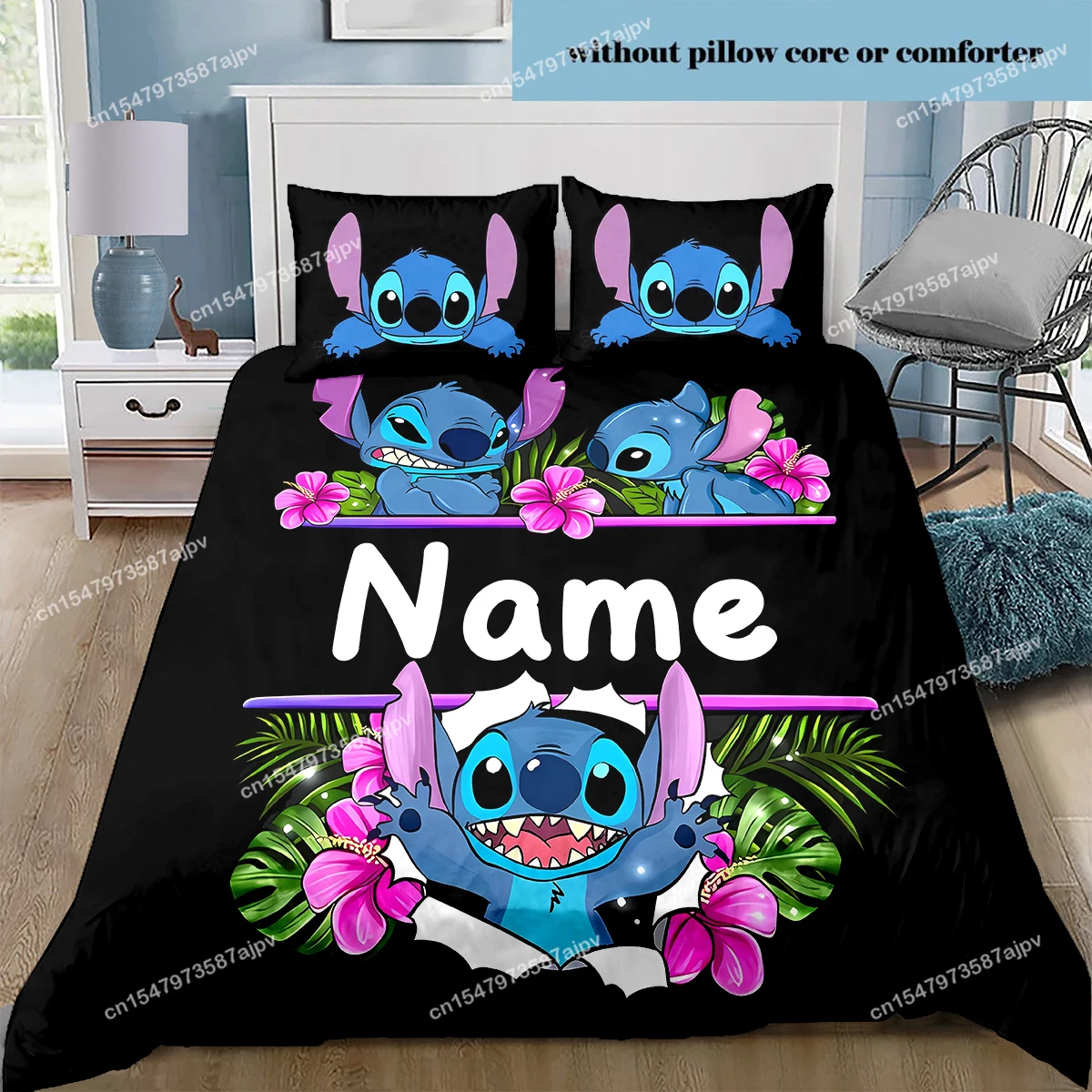 Personalized Duvet Custom Cute Stitch Bedding Set King Twin Double 3 Piece Polyester Duvet Cover Set Christmas Gift Decor-QIANG