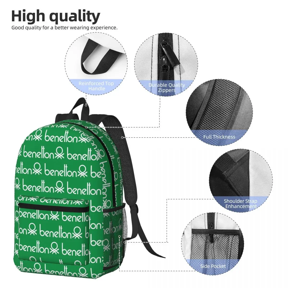United Colors Of Benetton Backpack Daypack Large Capacity Kids BookBag School Bag Shoulder Bags for Men Women view 2