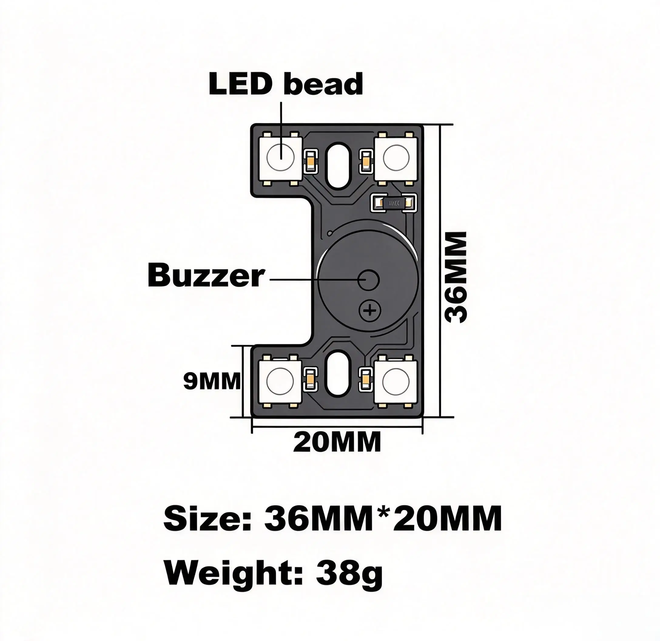 BCUBE WS2812B LED with Loud Buzzer4-axis Quadcopter FPV-Drones Tail Light 5V Double Modes Control for NAZE32 CC3D F3 F4 F7