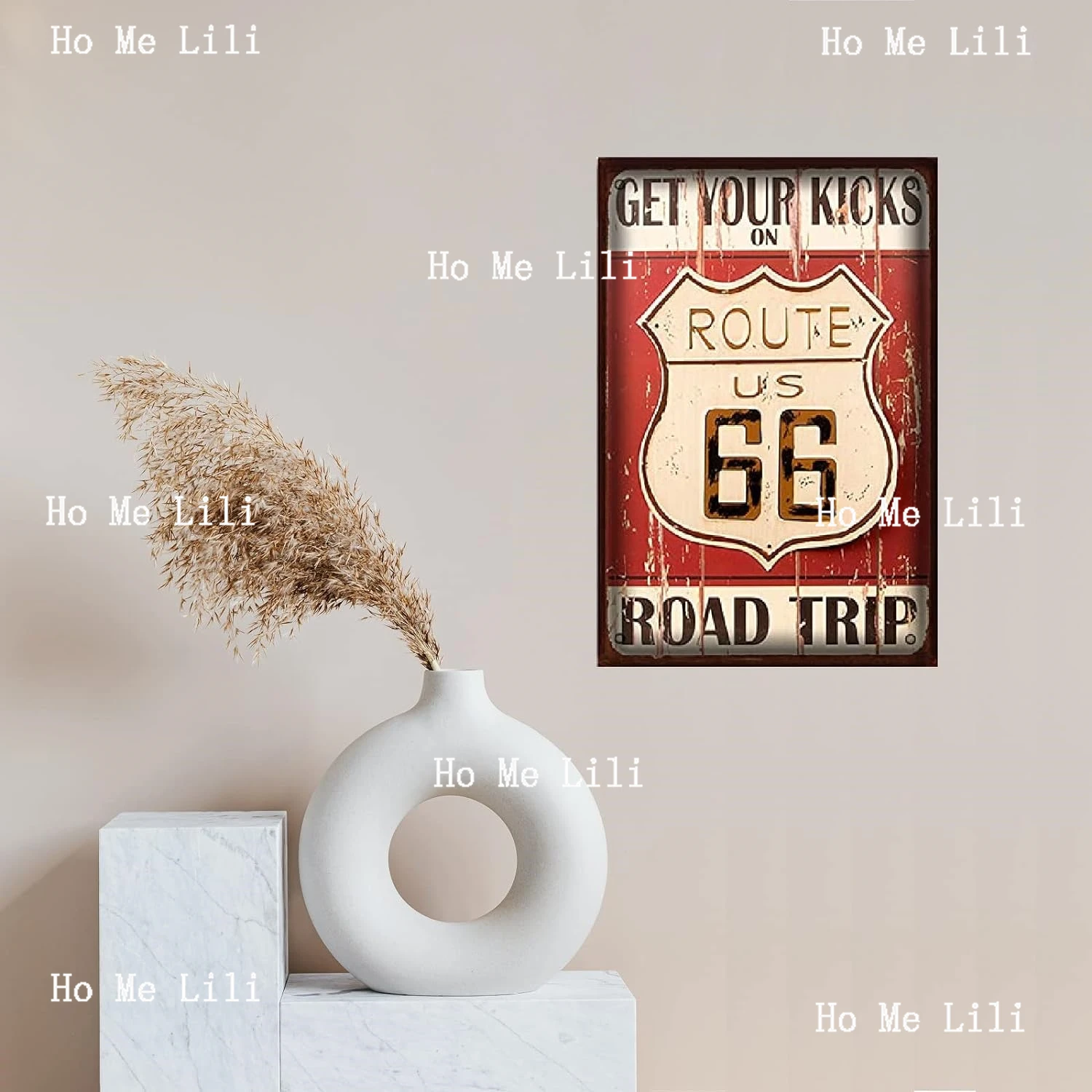 Настенный декор Красный Исторический маршрут 66 для баров ресторанов кафе клубов табличка мужская пещера стена