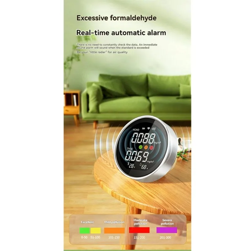 A27F-CO2 Dust Particle Counter For Air Quality Detection-USB Powered 4-In-1 Formaldehyde Detector