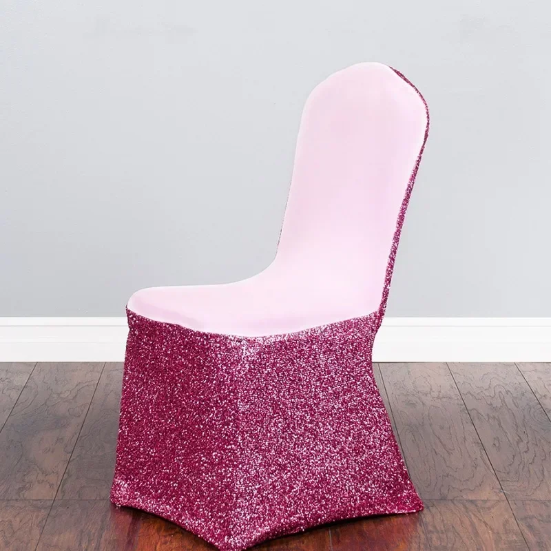 Sequin Shiny Gold Silver Colour Spandex Chair Cover Wedding Party Birthday Hotel Show Solid Colour Luxury Decoration