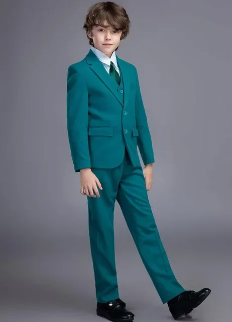 Abiti da ragazzo Blazer tinta unita Giacca Gilet Pantaloni 3 pezzi Abito per bambini 1 anno Compleanno Bambini Set da sera per spettacoli di nozze