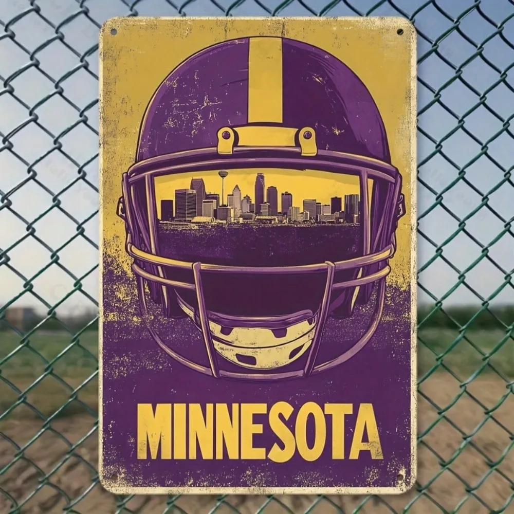 

Minnesota Vikings Metal Helmet Wall Sign Vintage Home Bar Decor Office Gift for Sports Fans