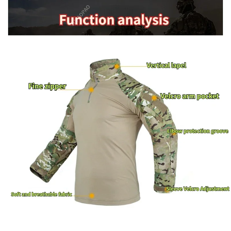 Uniforme de combate táctico, traje Multicam de camuflaje, ropa de trabajo de entrenamiento de Airsoft, camisa de caza al aire libre, pantalones, traje transpirable