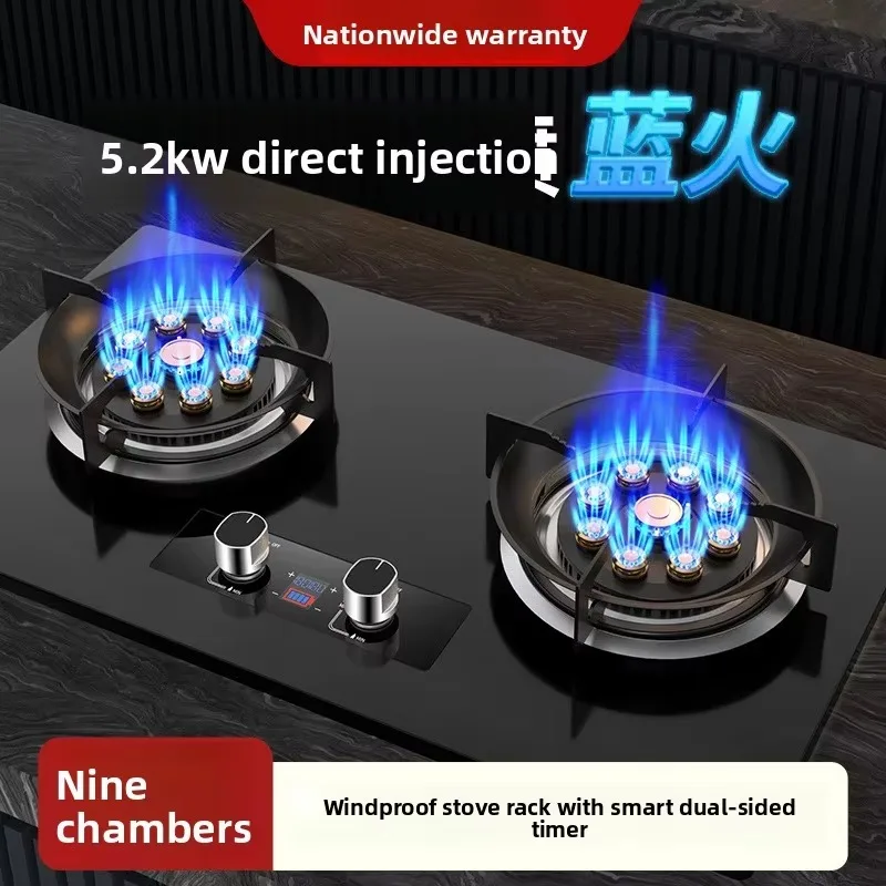 Wholesale Dual-Burner Stainless Steel Built-In Gas Stove Electronic Ignition High-Flame Burners For Household Natural Liquefied