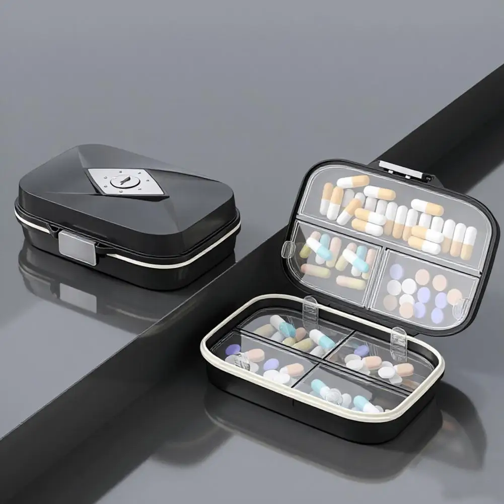 Pill Box with Seal Pill Organizer 7-compartment Pill Box Organizer with Double Layer Design Moisture-proof Buckle for Travel