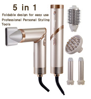 5 in 1 Handle Foldable Hair Dryer Portable Multifunctional Home Hair Dryer Negative Ion Hair Care Curling Iron Personal Styling