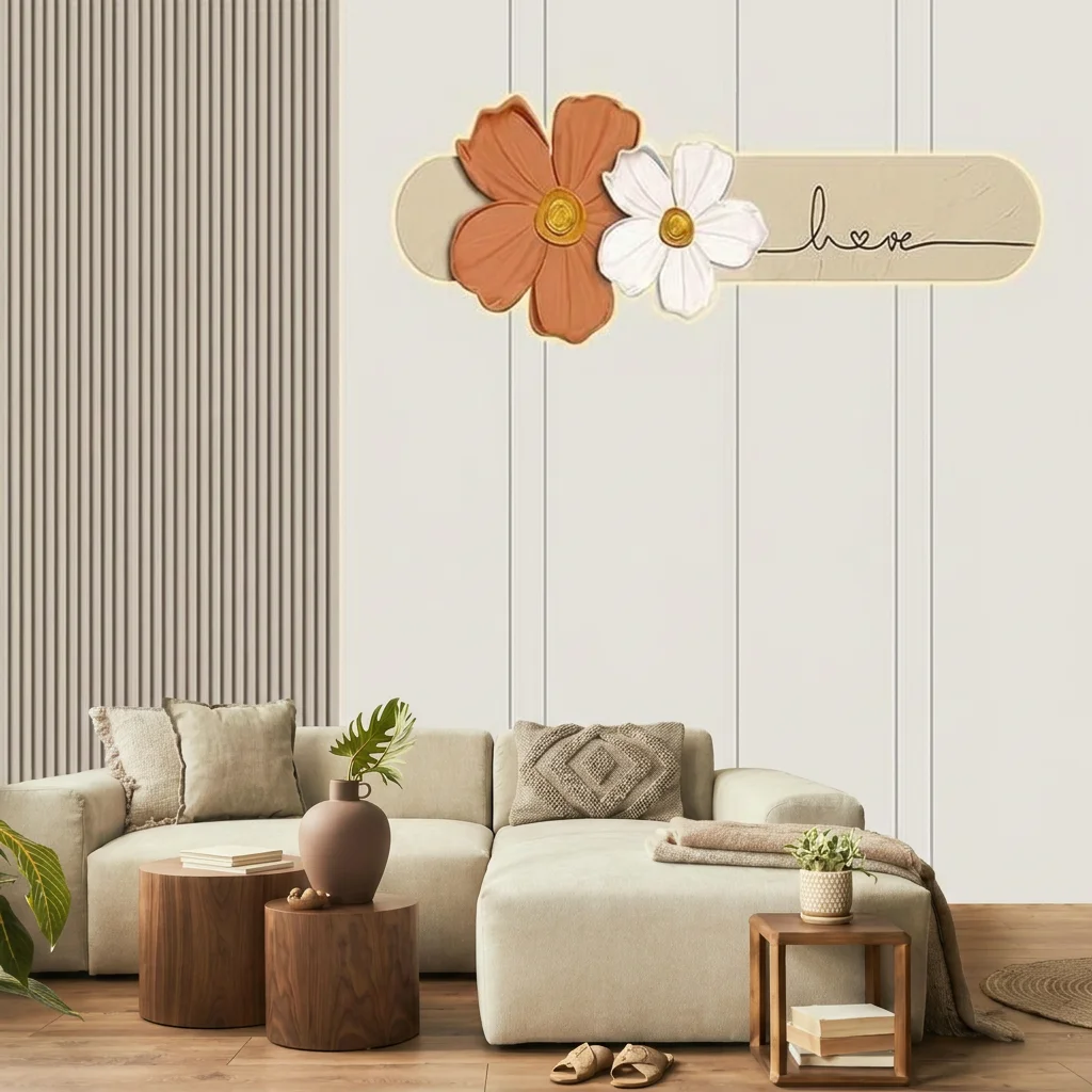 Cream-style three-dimensional flowers, warm atmosphere, background wall for living room and bedroom, self-adhesive material.