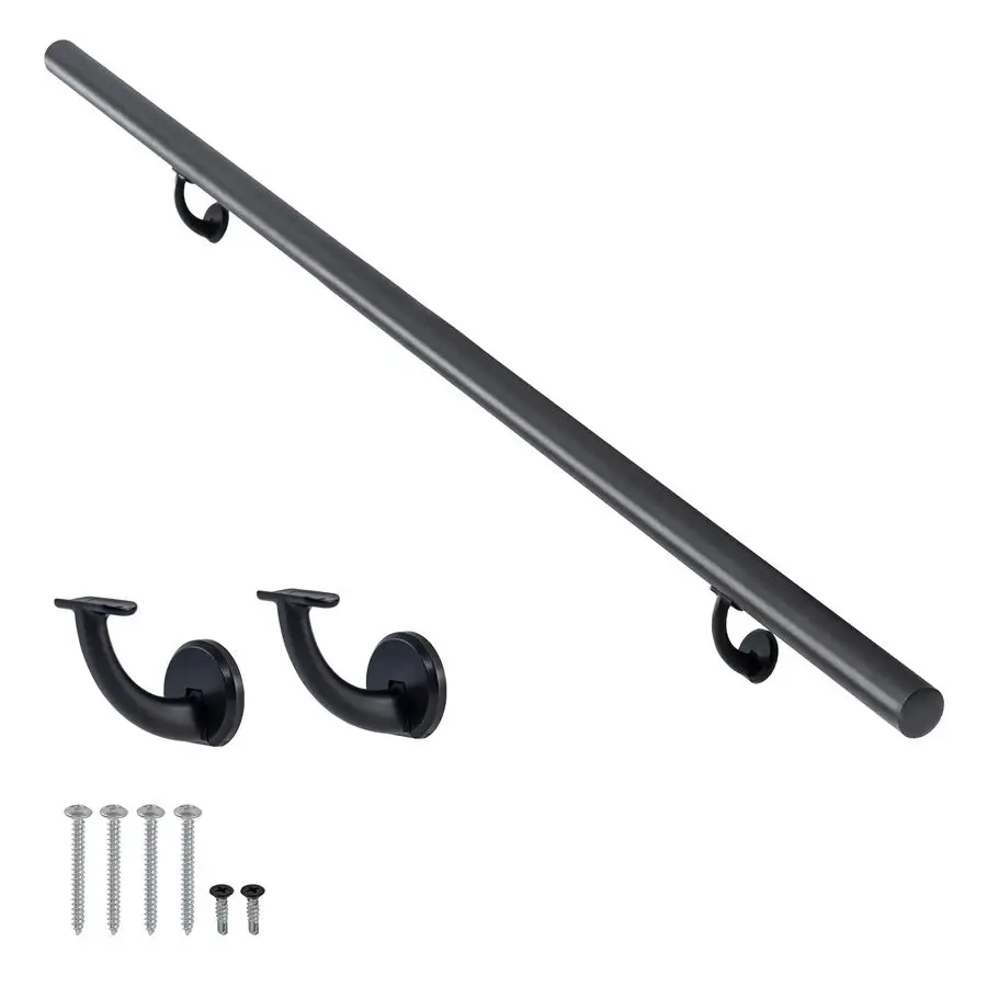 

Modern Aluminum Handrail Set, handrails for Indoor Stairs,Deck,Slope, Wall Mounted Staircase handrails, Zink Alloy Brackets Incl