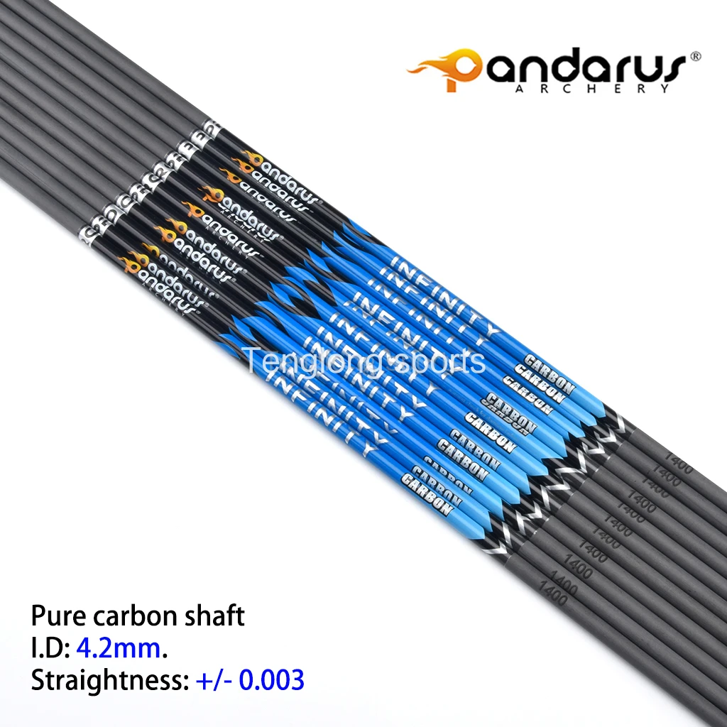 4.2mm Archery Carbon Arrow Shaft 30in Straightness 0.003 Spine 400/500/600/700/800/900/1000/1100 12pcs/lot