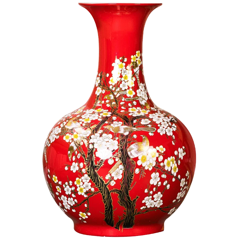 

Jingdezhen Ceramic Vase Decoration Large Chinese Red New Chinese Style Dracaena Sanderiana Flower Arrangement Living Room