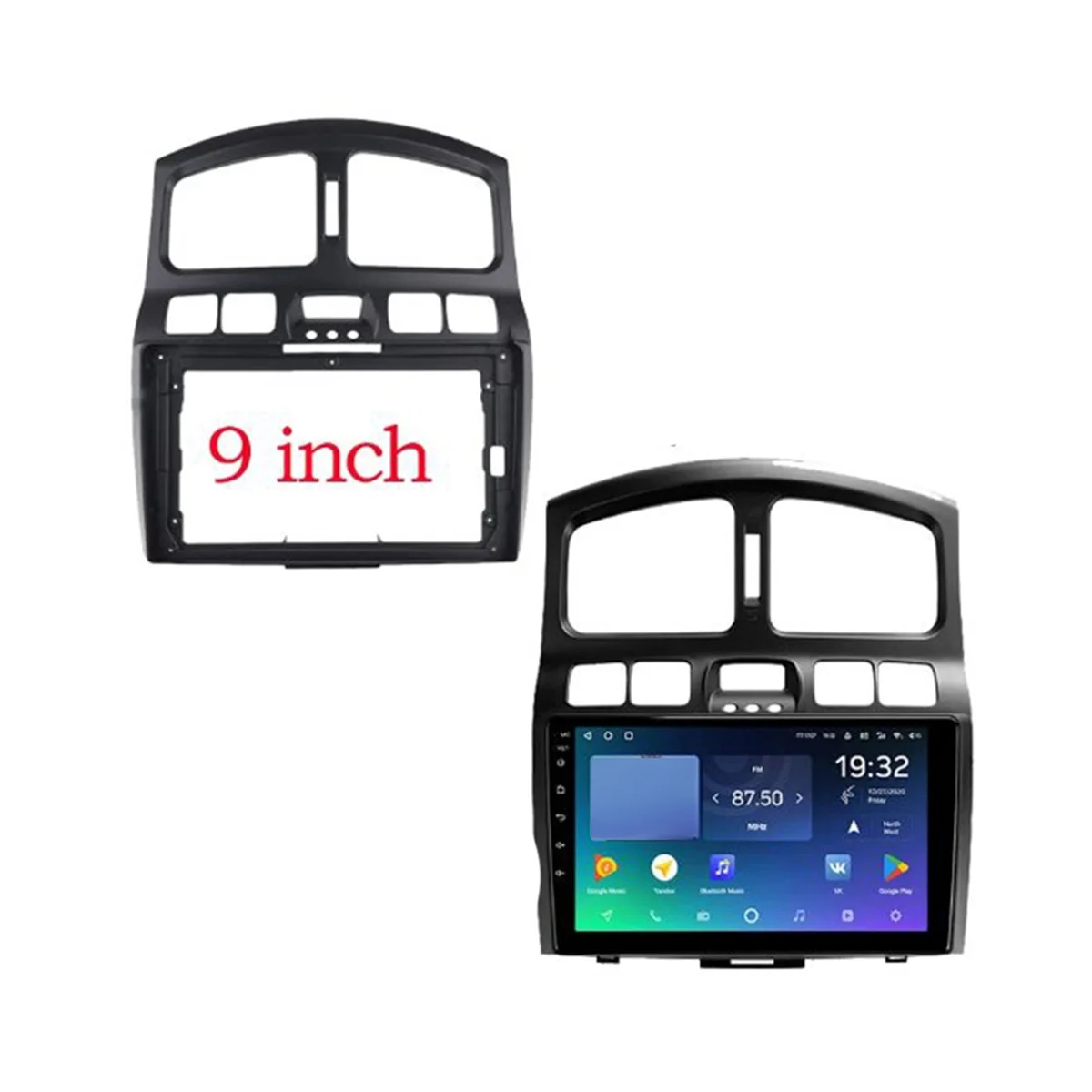 9 INCH Car Audio Frame GPS Navigation Fascia Panel Car DVD Frame Fascia for HYUNDAI SANTA FE 2002-2006 Tucson