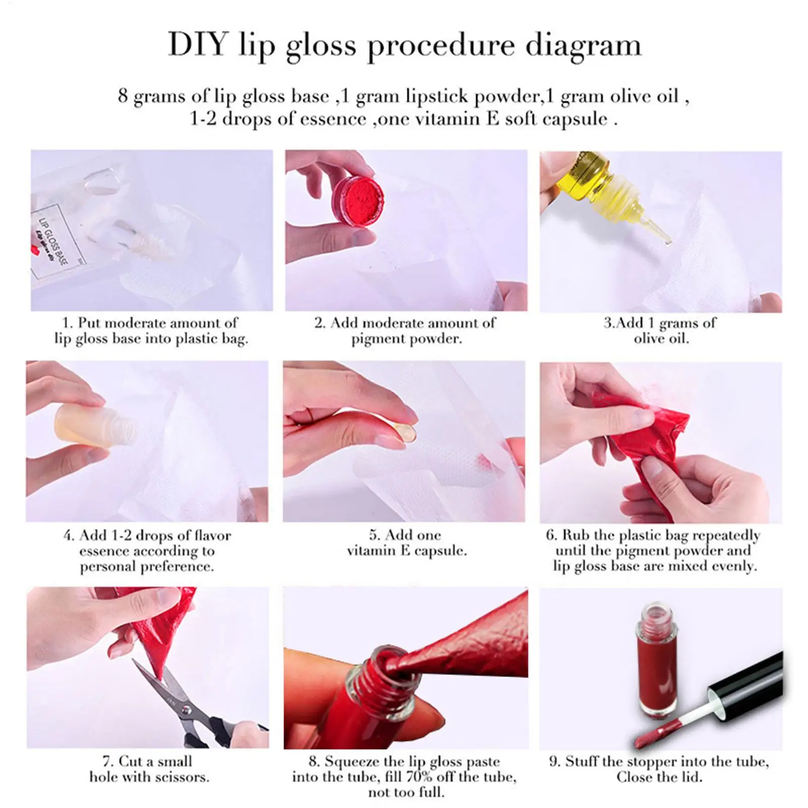 DIY 립 글로스 베이스, 립 글로우, 글레이즈 베이스, 밤, 립 맥시마이저, 립 플럼퍼, 보습, 가볍고 컴팩트, 부드러운 입술 유지