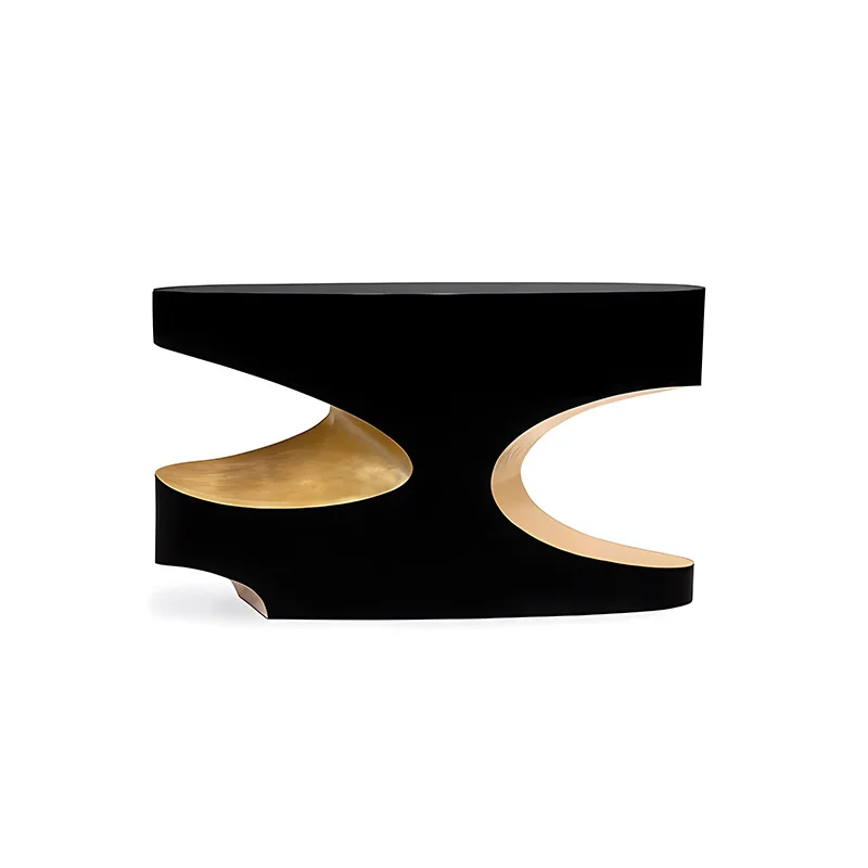 

Golden wood entrance table High-end corridor table Unique design Storage console table