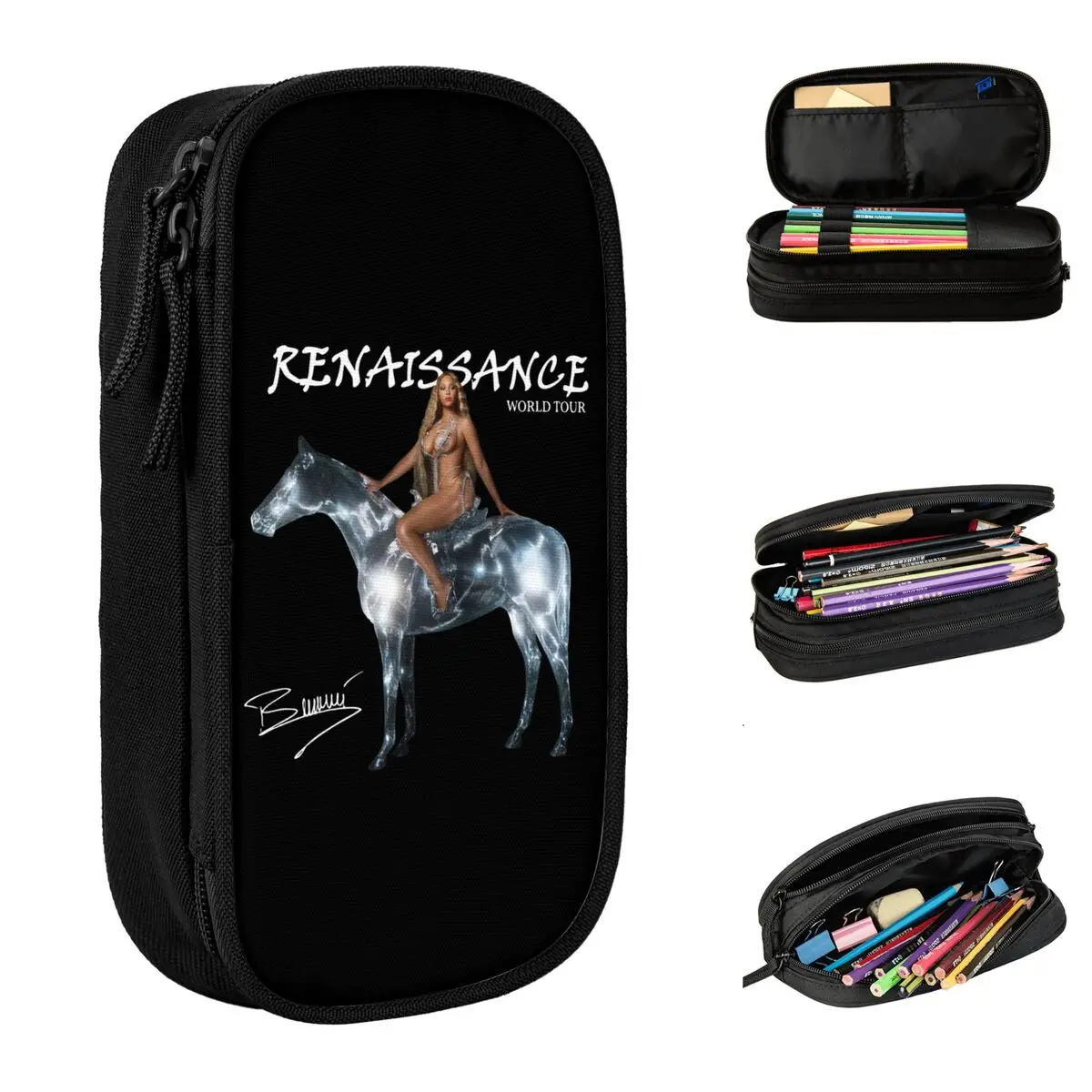 beyonce-renascentista-2023-tour-mundial-musica-lapis-caso-musica-merch-fas-caneta-sacos-criancas-estudantes-escola-ziper-pencilcases